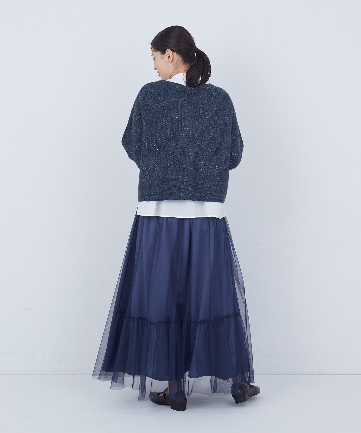 【ADIEU TRISTESSE】｜2BUY10%OFF・3BUY20%OFF｜【11月お気に入り登録ブランド内5位】ラメ×アルパカウールラーベン柄カーディガン 詳細画像 ネイビー 12