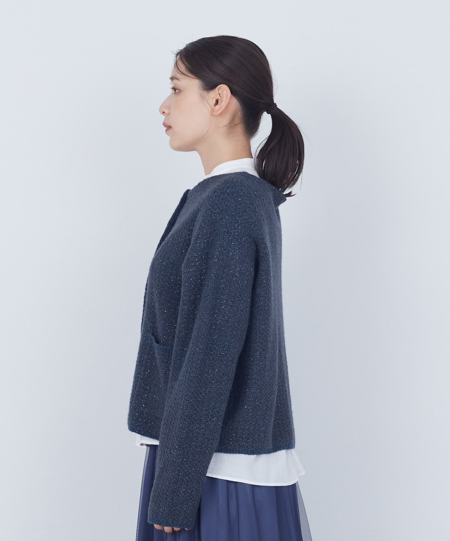 【ADIEU TRISTESSE】｜2BUY10%OFF・3BUY20%OFF｜【11月お気に入り登録ブランド内5位】ラメ×アルパカウールラーベン柄カーディガン 詳細画像 ネイビー 14