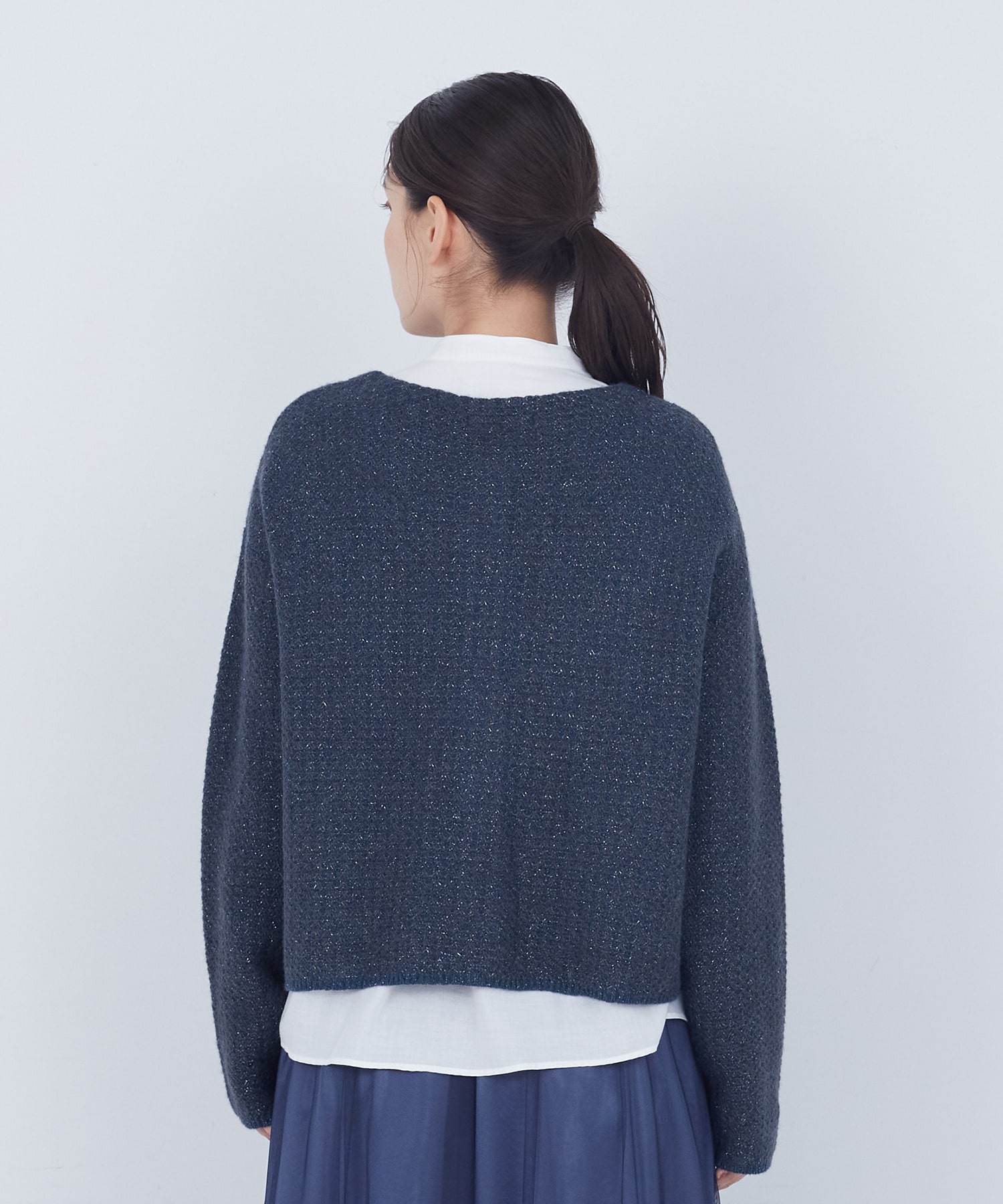 【ADIEU TRISTESSE】｜2BUY10%OFF・3BUY20%OFF｜【11月お気に入り登録ブランド内5位】ラメ×アルパカウールラーベン柄カーディガン 詳細画像 ネイビー 15