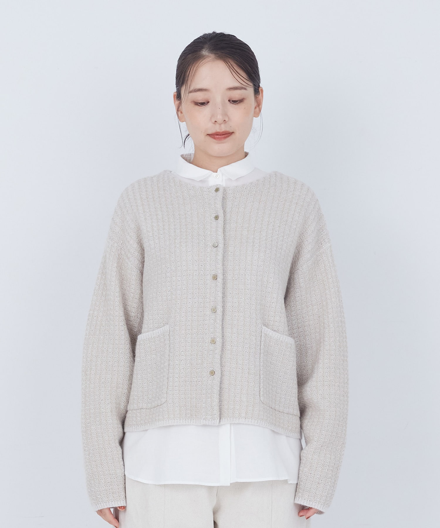 【ADIEU TRISTESSE】｜2BUY10%OFF・3BUY20%OFF｜【11月お気に入り登録ブランド内5位】ラメ×アルパカウールラーベン柄カーディガン 詳細画像 ネイビー 6