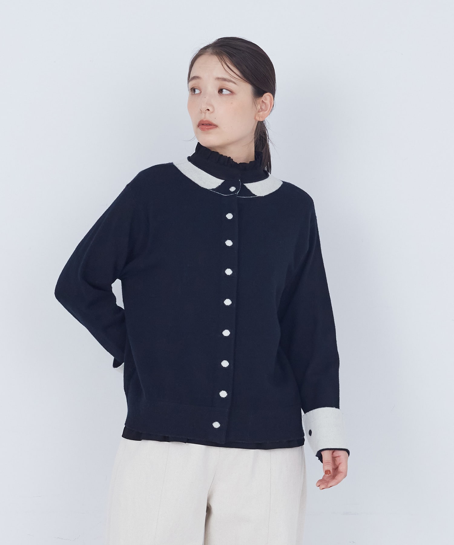 【ADIEU TRISTESSE】【2way】トロンプルイユカーディガン 詳細画像 ブラック 1