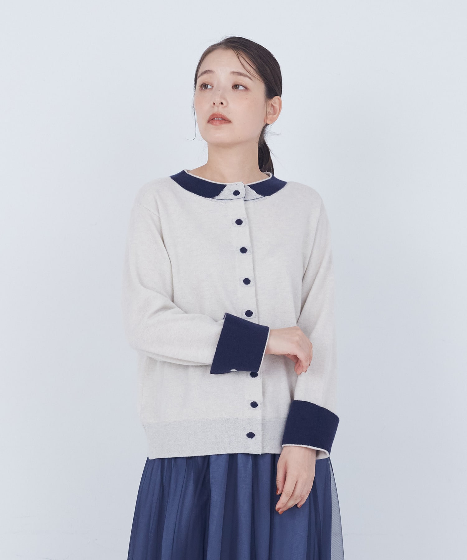 【ADIEU TRISTESSE】【2way】トロンプルイユカーディガン 詳細画像 ベージュ 1