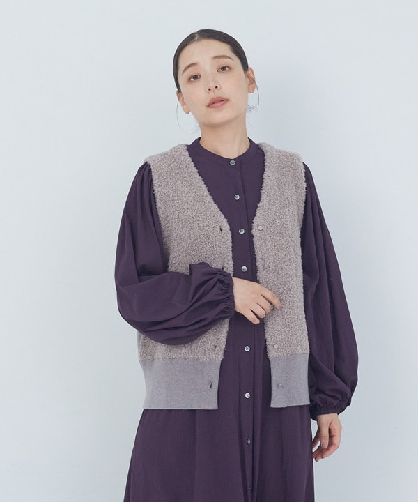 【ADIEU TRISTESSE】｜2BUY10%OFF・3BUY20%OFF｜ブークレー×ウールセミ梳毛コンビベスト