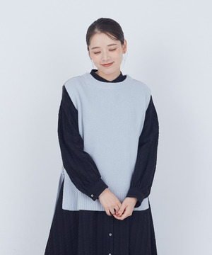 【ADIEU TRISTESSE】【2way】AQUAウールカシミヤベスト 詳細画像 サックスブルー 1