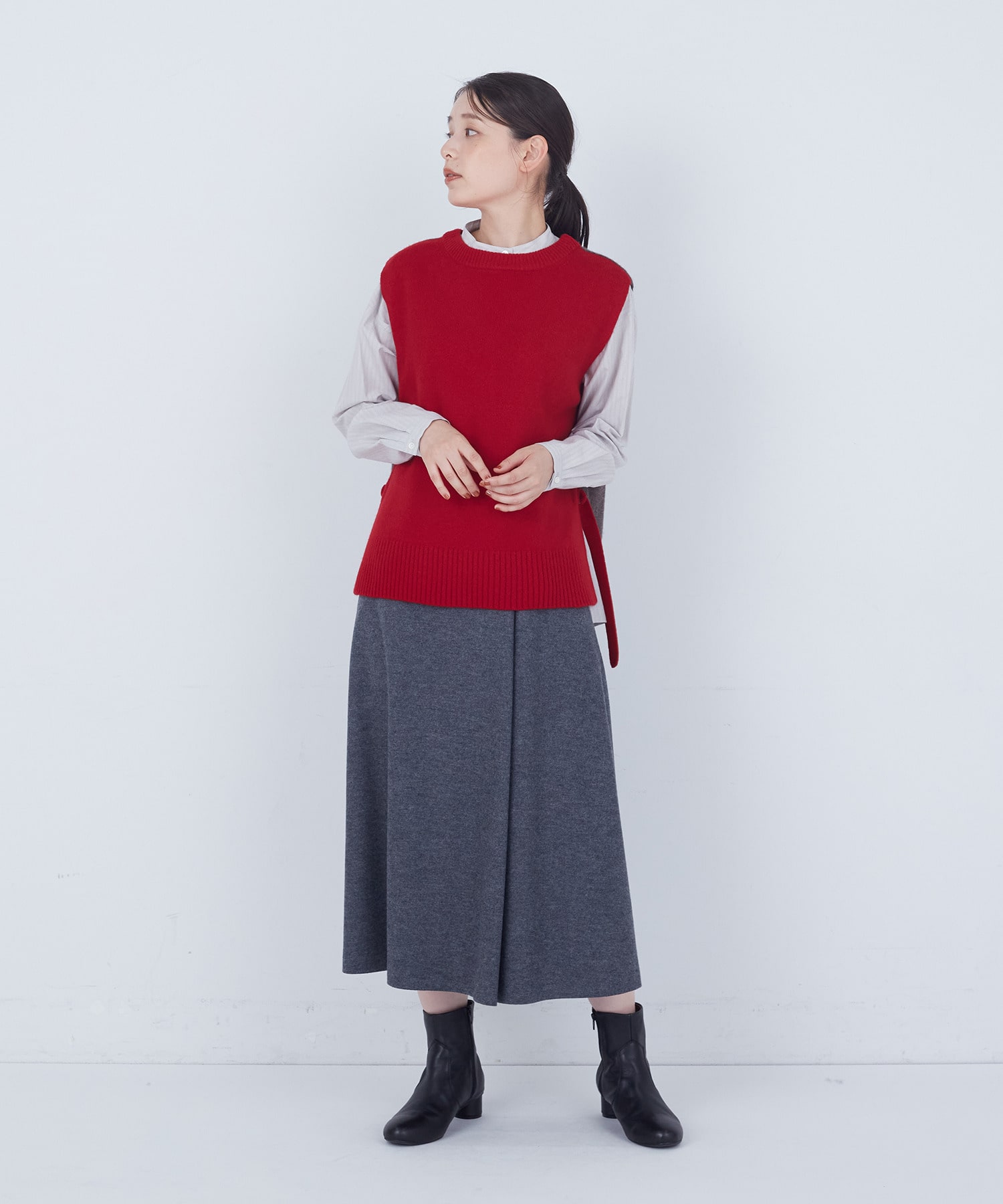 【ADIEU TRISTESSE】【2way】AQUAウールカシミヤベスト 詳細画像 チャコールグレー 1