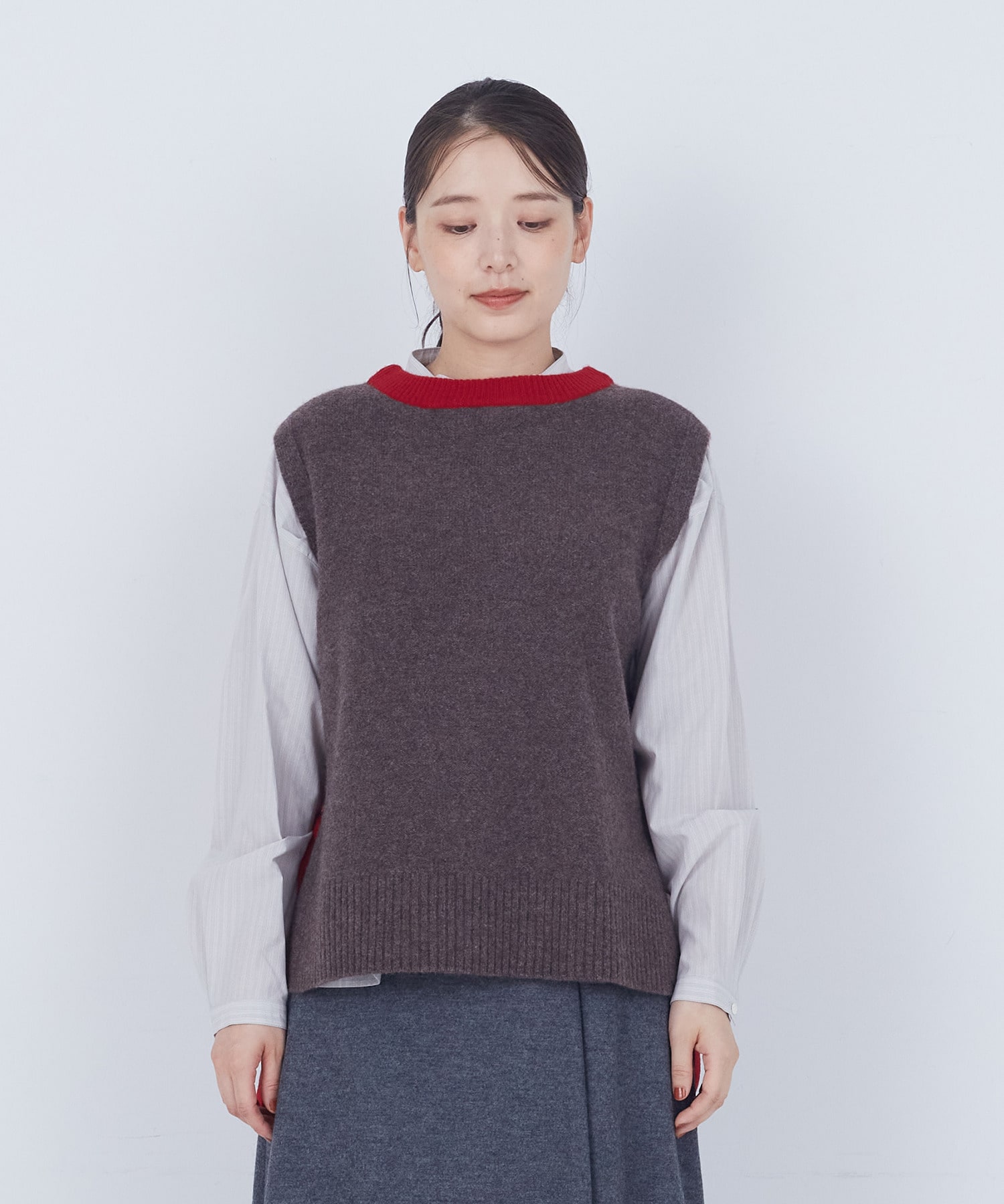 【ADIEU TRISTESSE】【2way】AQUAウールカシミヤベスト 詳細画像 チャコールグレー 10