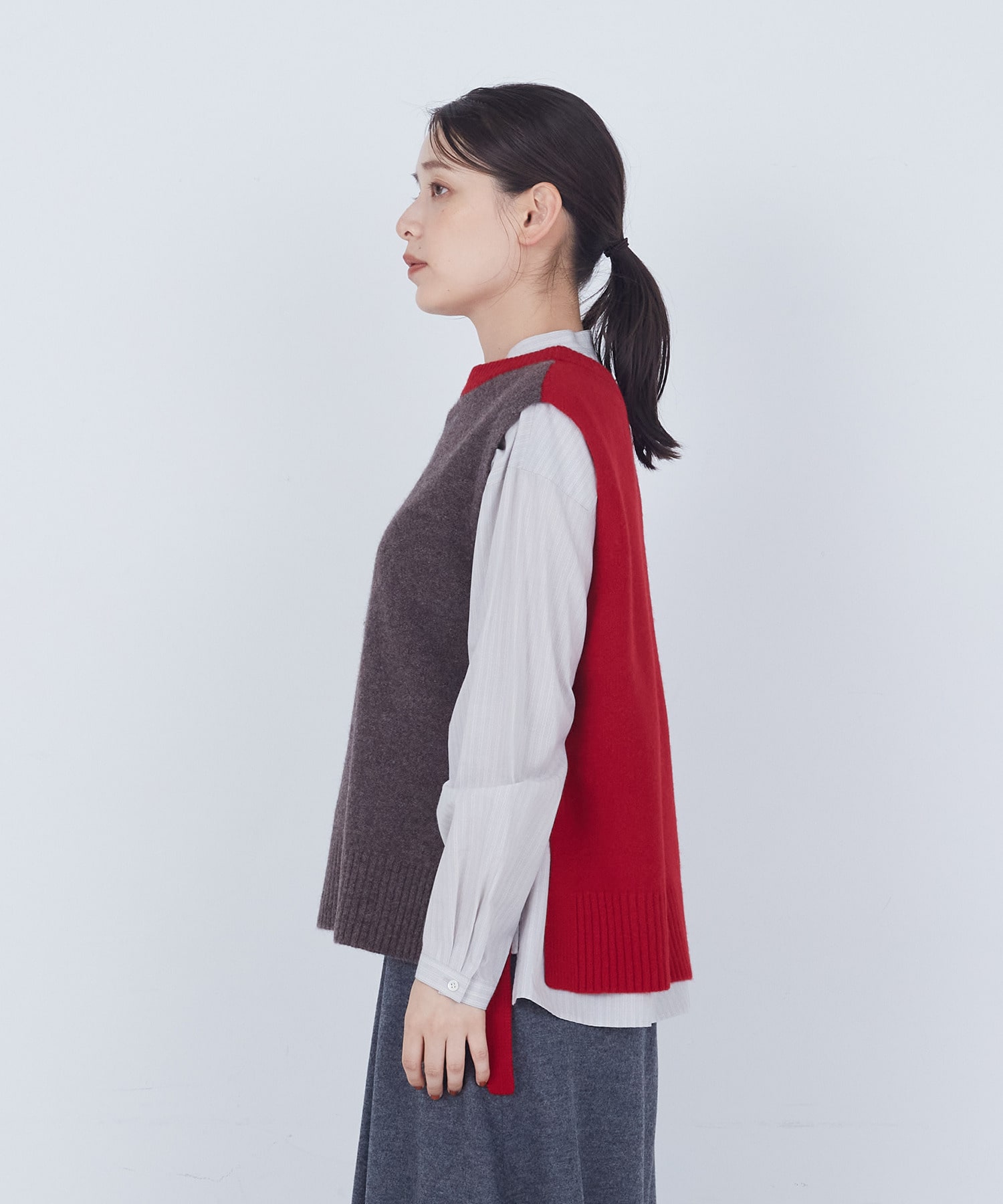 【ADIEU TRISTESSE】【2way】AQUAウールカシミヤベスト 詳細画像 チャコールグレー 11