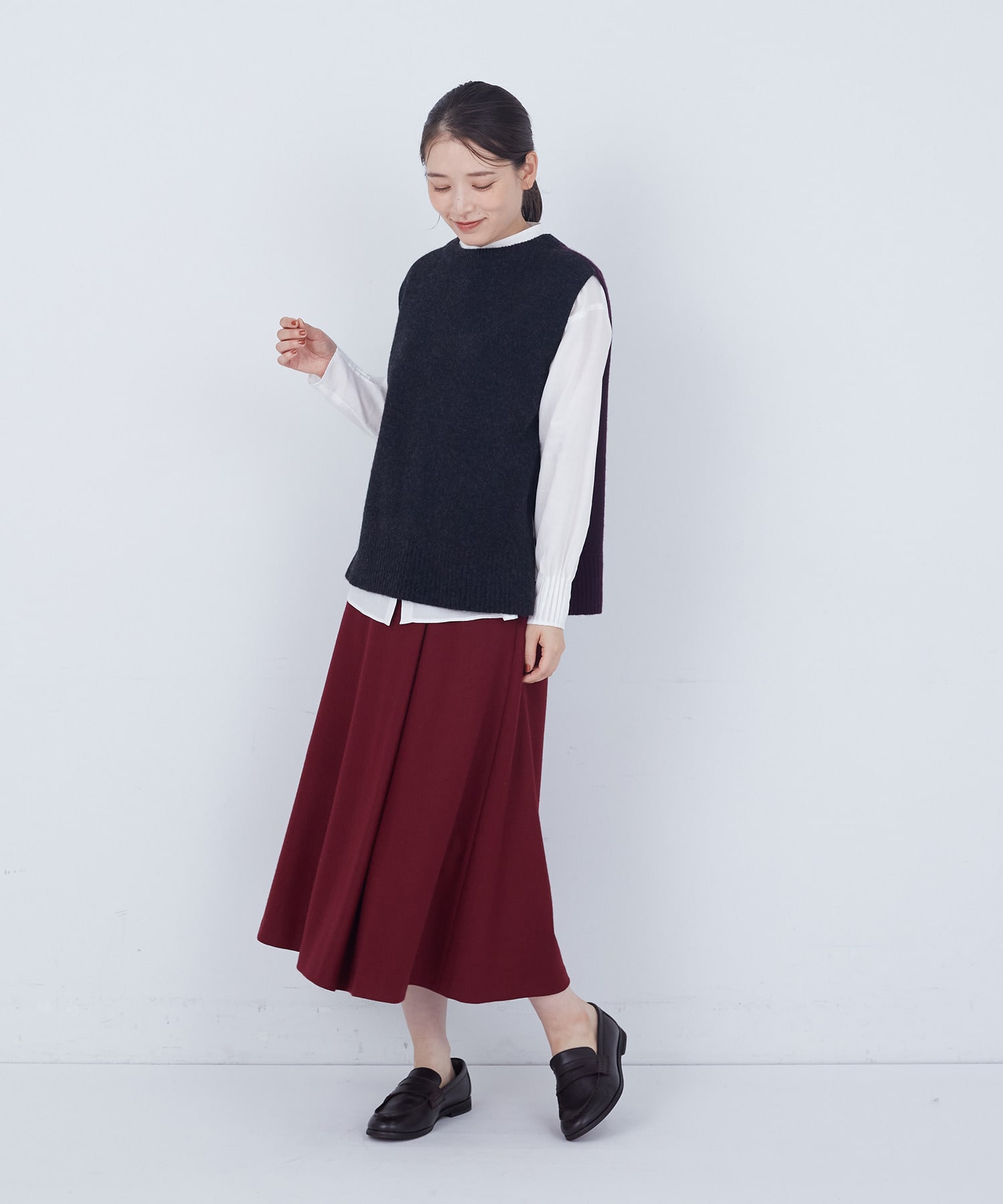 【ADIEU TRISTESSE】【2way】AQUAウールカシミヤベスト 詳細画像 チャコールグレー 13