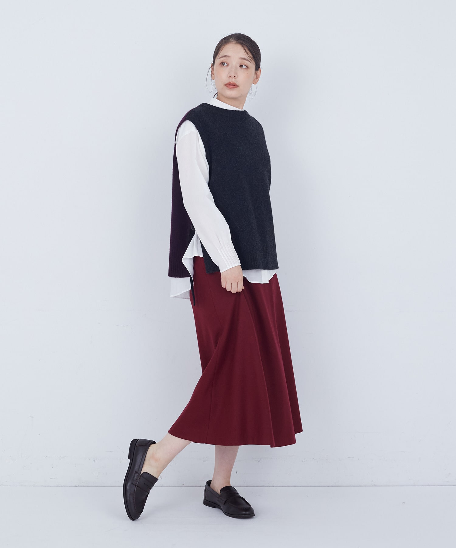 【ADIEU TRISTESSE】【2way】AQUAウールカシミヤベスト 詳細画像 チャコールグレー 14