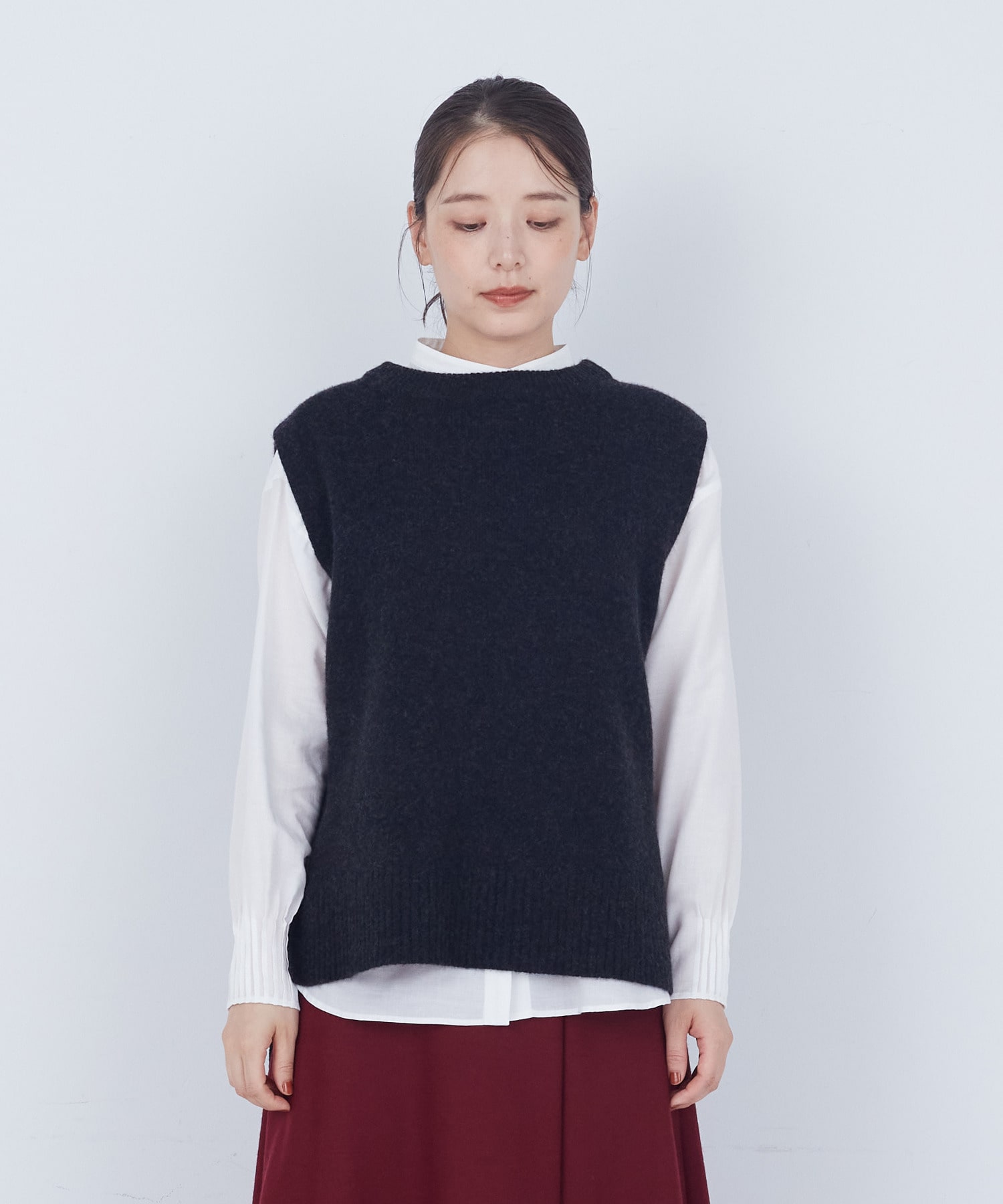 【ADIEU TRISTESSE】【2way】AQUAウールカシミヤベスト 詳細画像 チャコールグレー 16