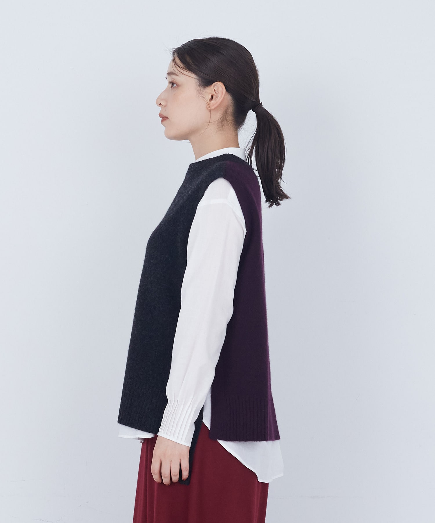 【ADIEU TRISTESSE】【2way】AQUAウールカシミヤベスト 詳細画像 チャコールグレー 17