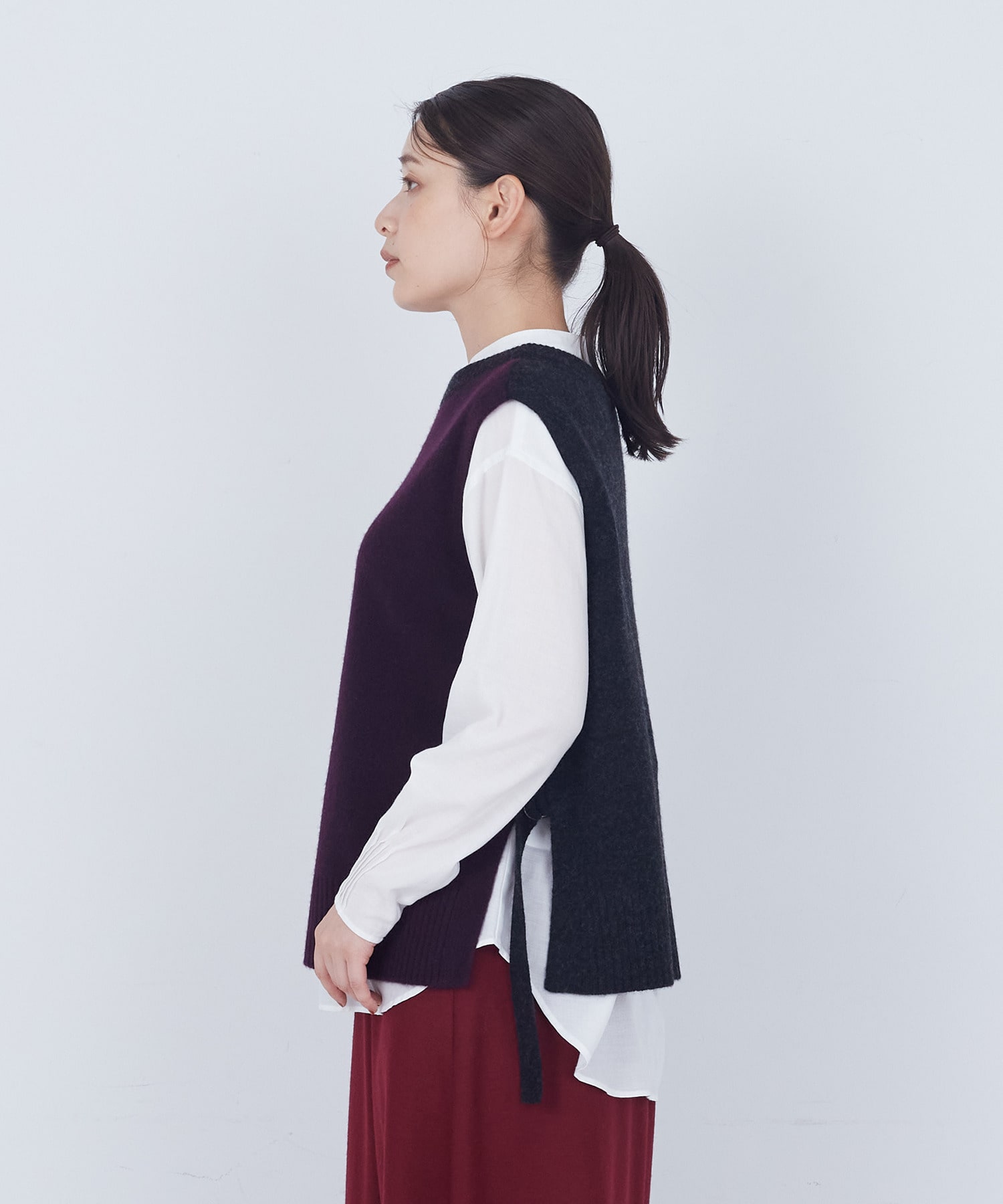 【ADIEU TRISTESSE】【2way】AQUAウールカシミヤベスト 詳細画像 チャコールグレー 23