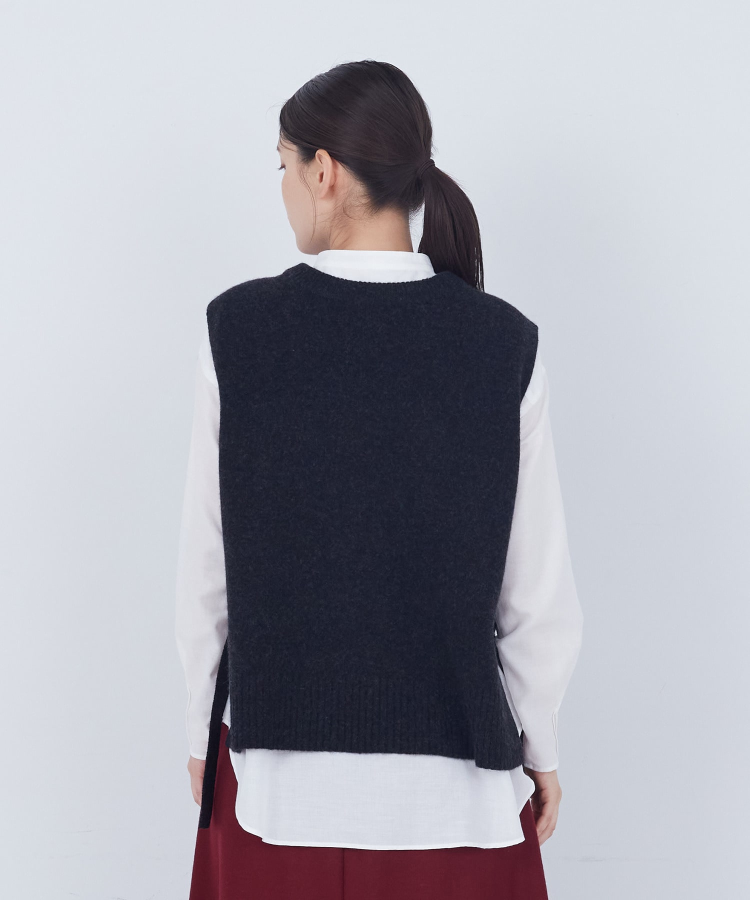 【ADIEU TRISTESSE】【2way】AQUAウールカシミヤベスト 詳細画像 チャコールグレー 24