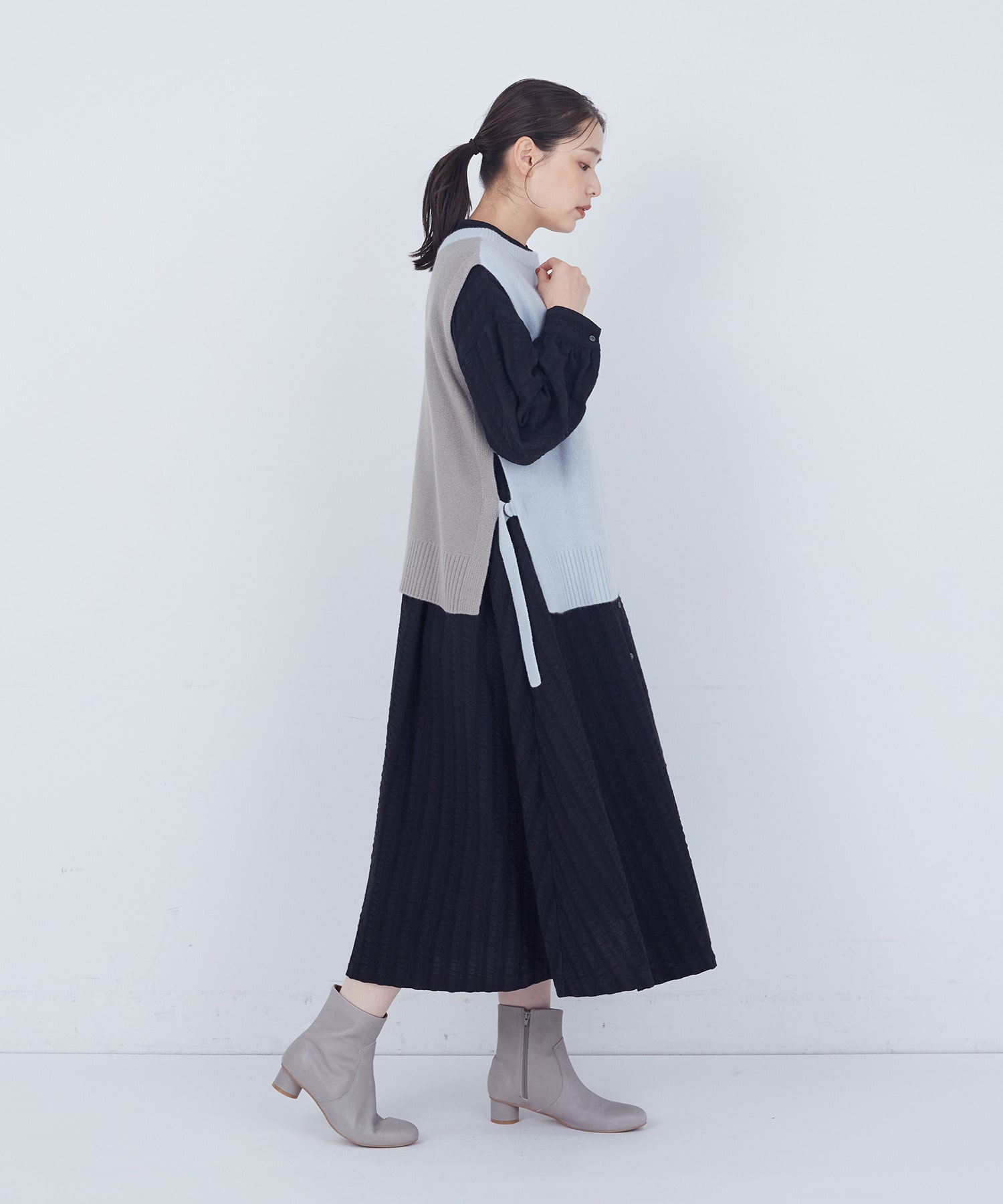 【ADIEU TRISTESSE】【2way】AQUAウールカシミヤベスト 詳細画像 チャコールグレー 26