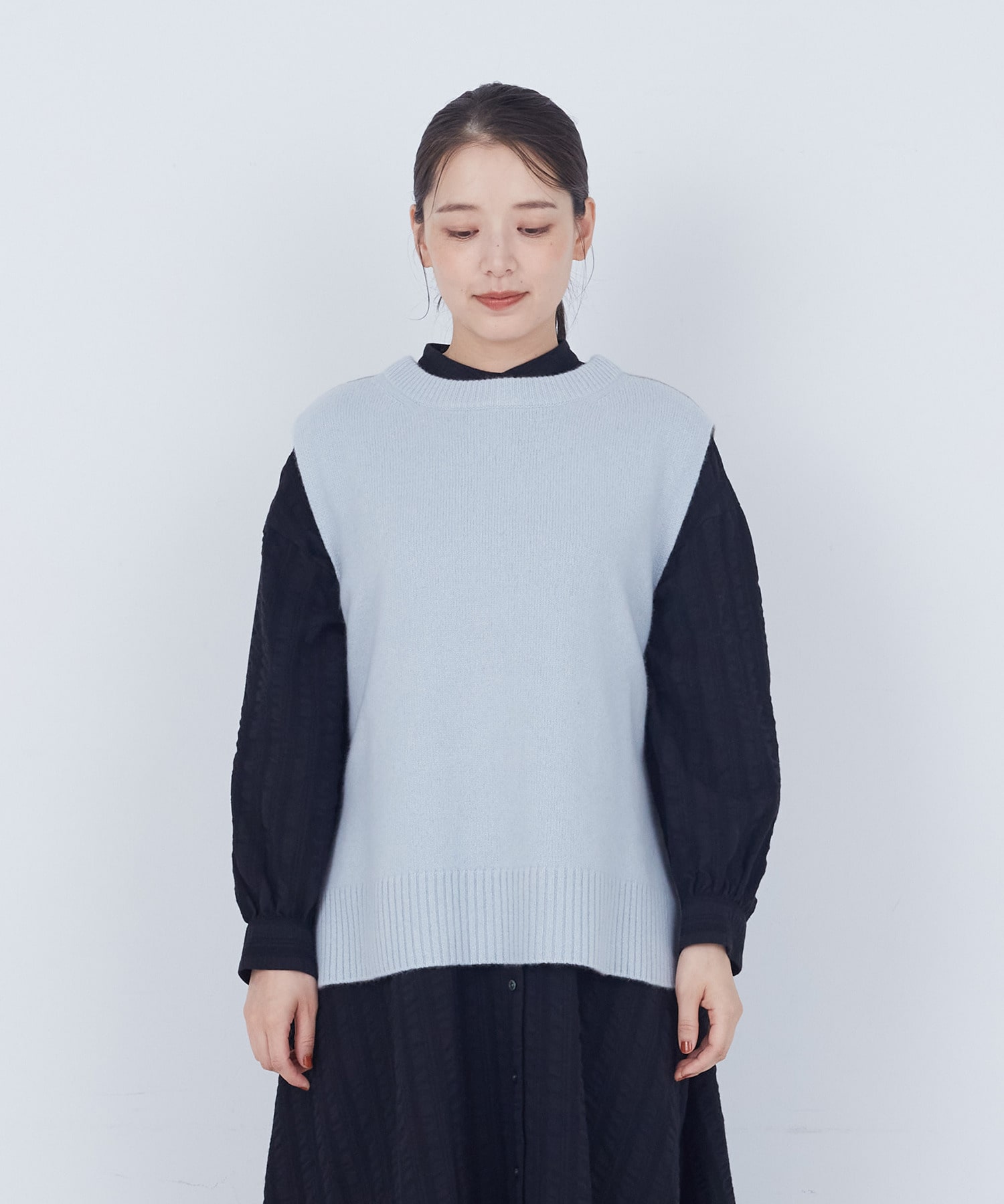 【ADIEU TRISTESSE】【2way】AQUAウールカシミヤベスト 詳細画像 チャコールグレー 28