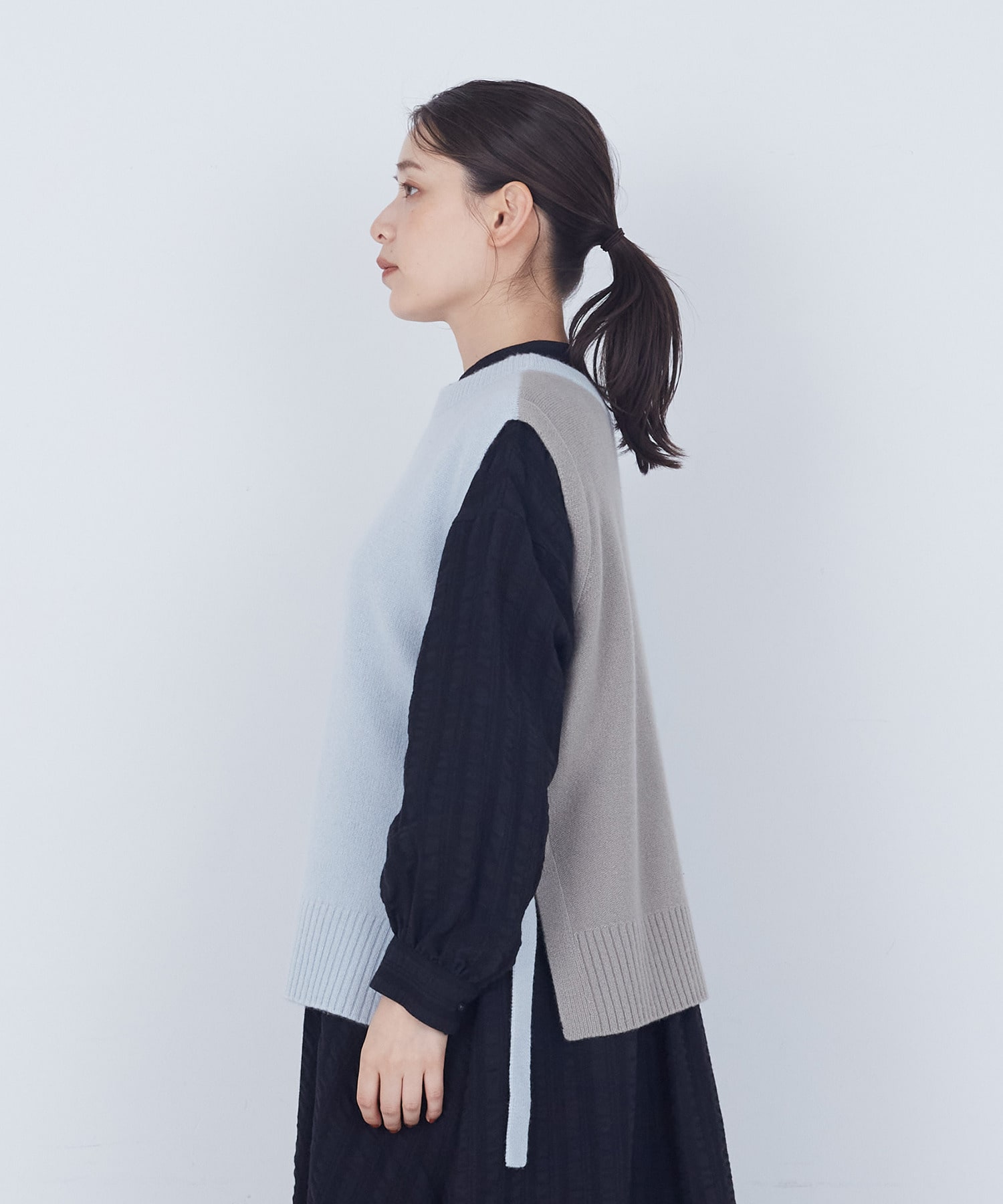 【ADIEU TRISTESSE】【2way】AQUAウールカシミヤベスト 詳細画像 チャコールグレー 29