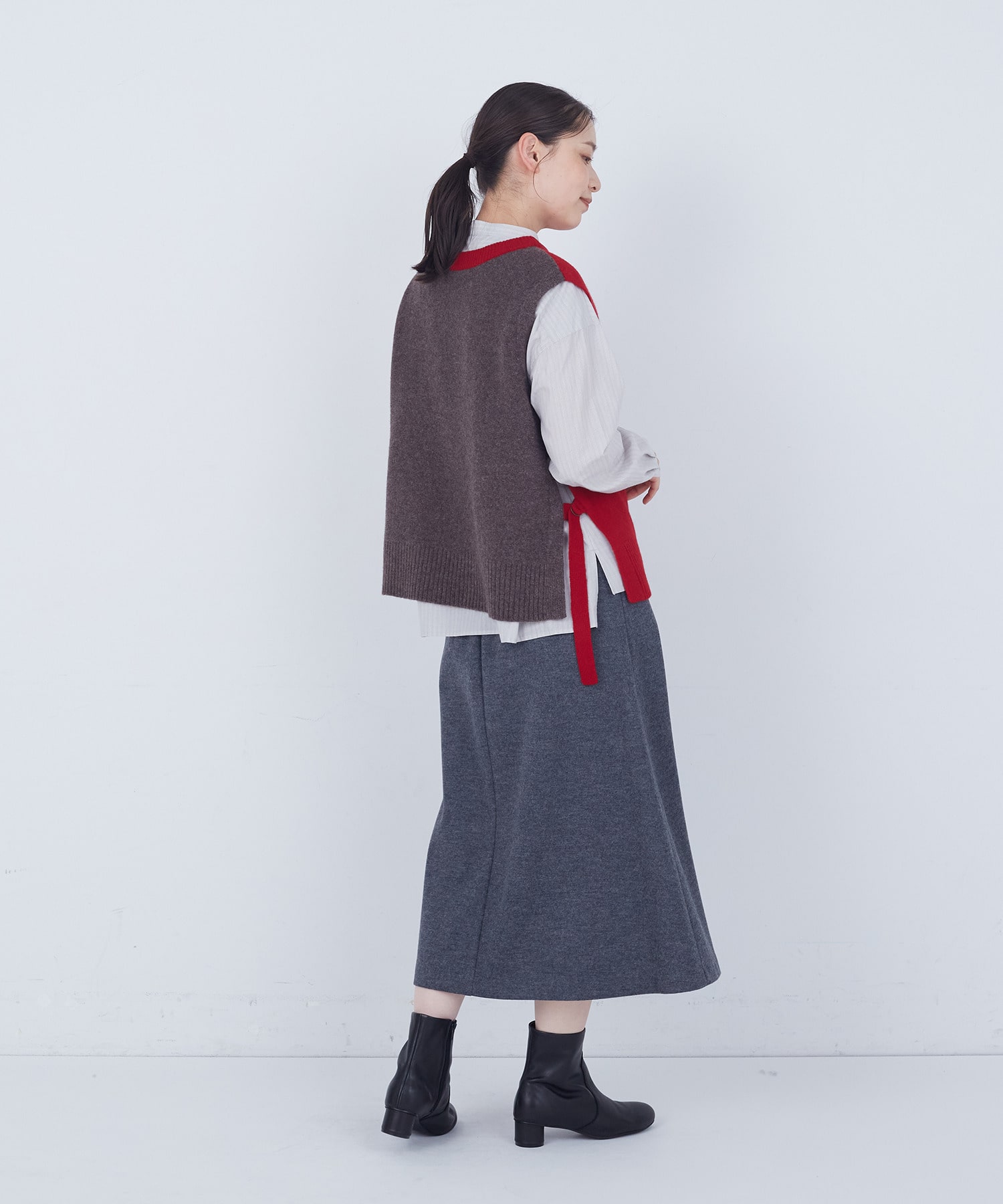 【ADIEU TRISTESSE】【2way】AQUAウールカシミヤベスト 詳細画像 チャコールグレー 3
