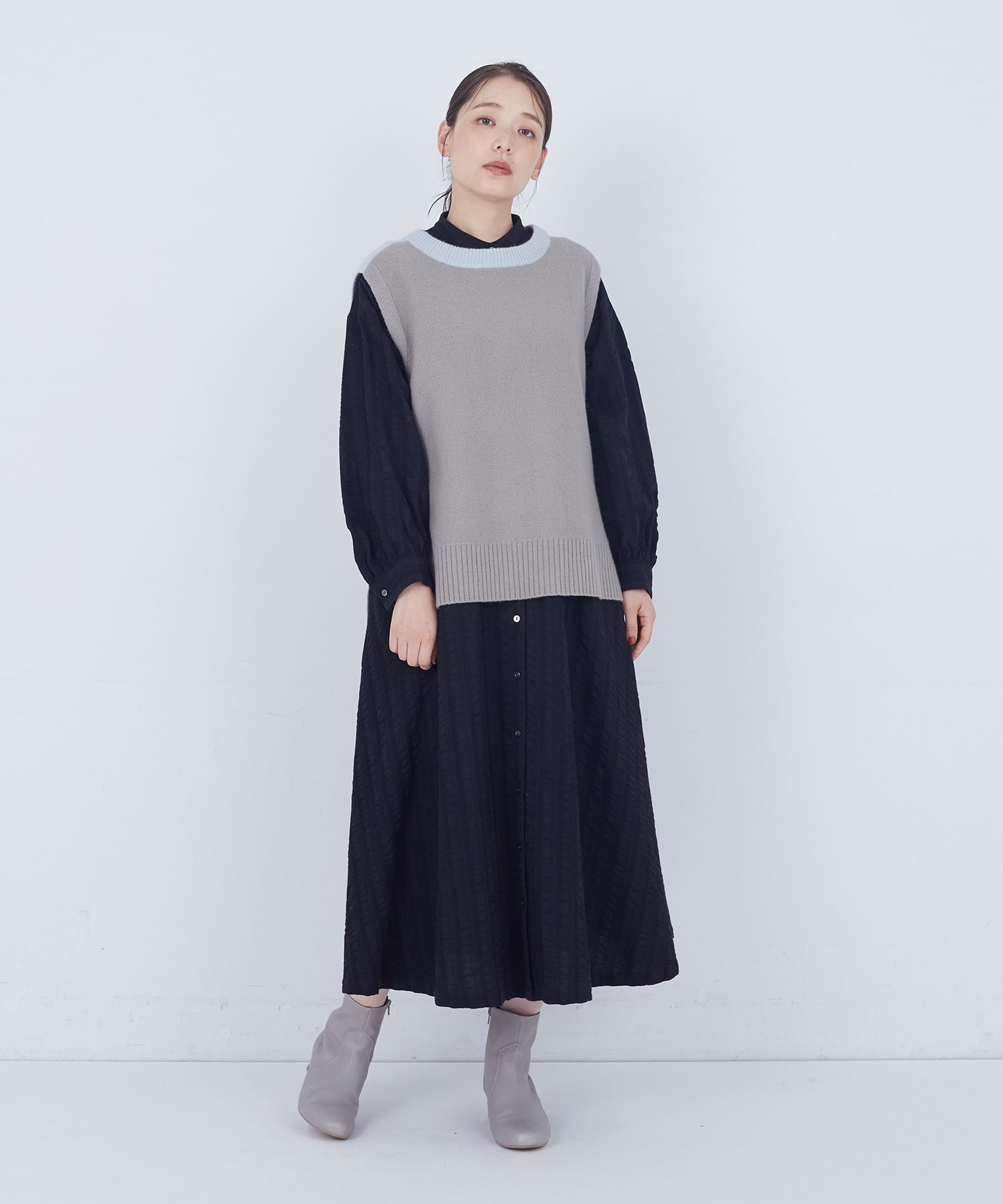 【ADIEU TRISTESSE】【2way】AQUAウールカシミヤベスト 詳細画像 チャコールグレー 31