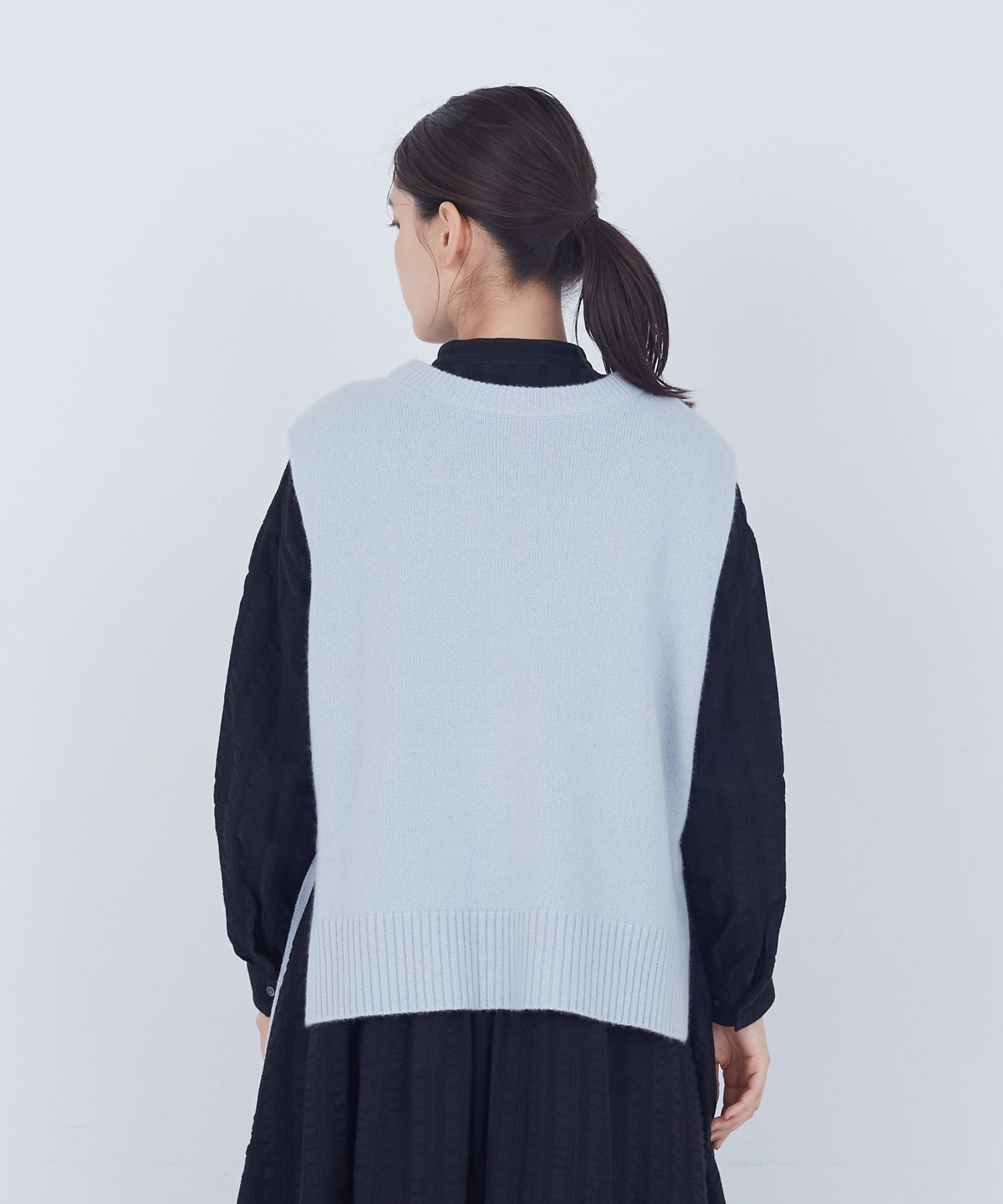 【ADIEU TRISTESSE】【2way】AQUAウールカシミヤベスト 詳細画像 チャコールグレー 36