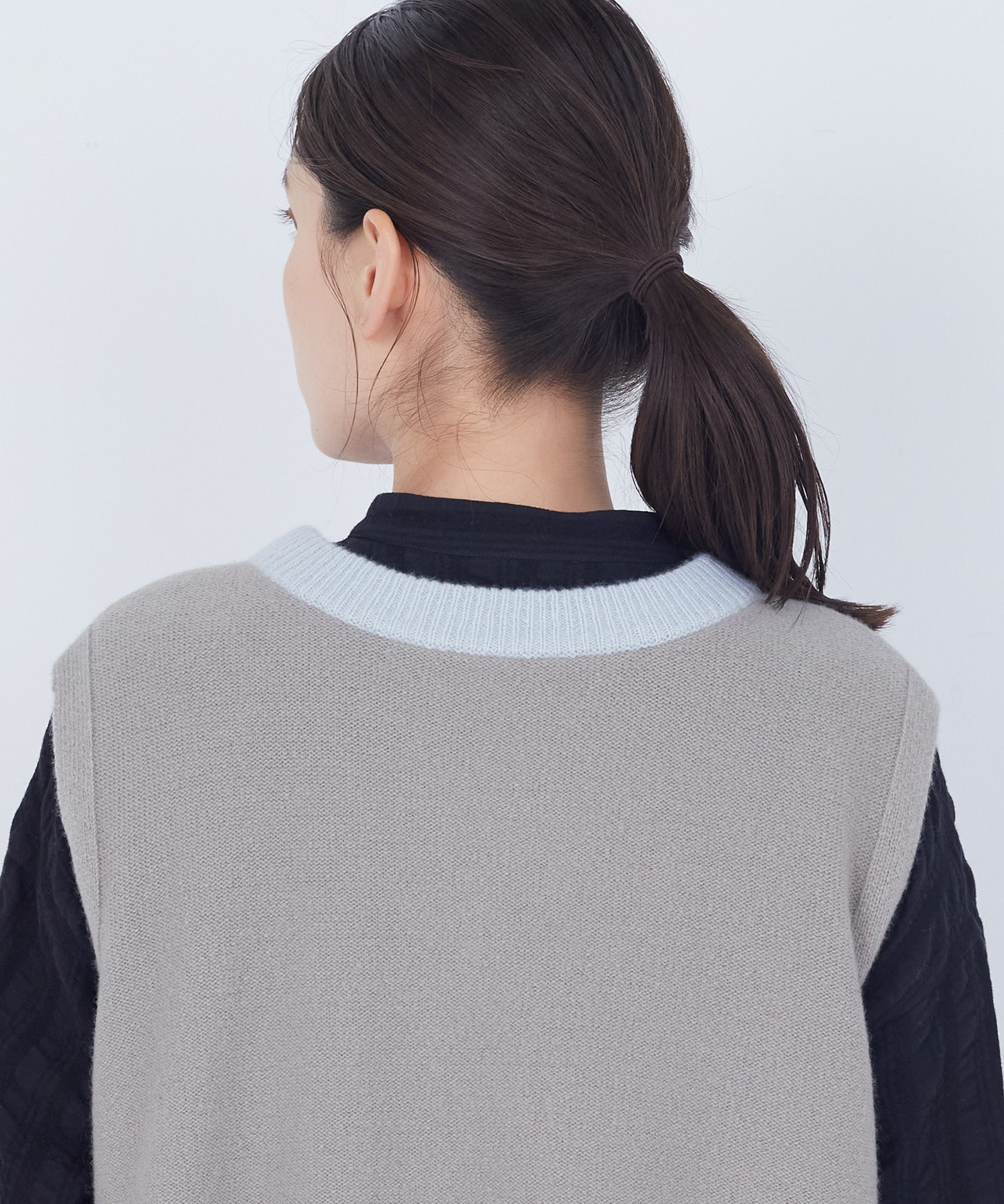 【ADIEU TRISTESSE】【2way】AQUAウールカシミヤベスト 詳細画像 チャコールグレー 38