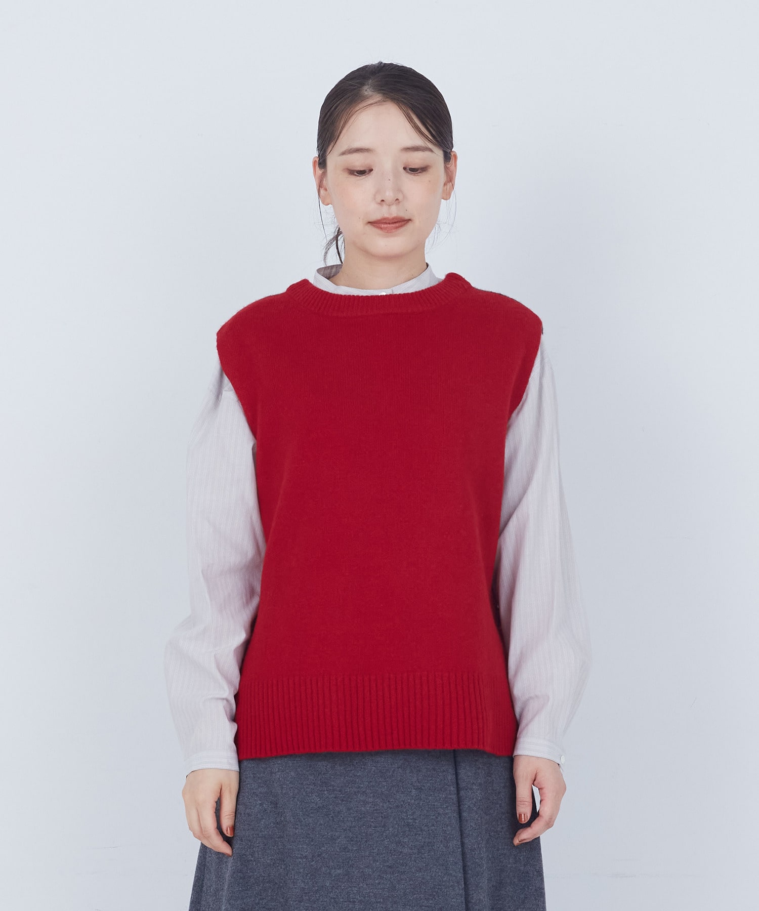 【ADIEU TRISTESSE】【2way】AQUAウールカシミヤベスト 詳細画像 チャコールグレー 4