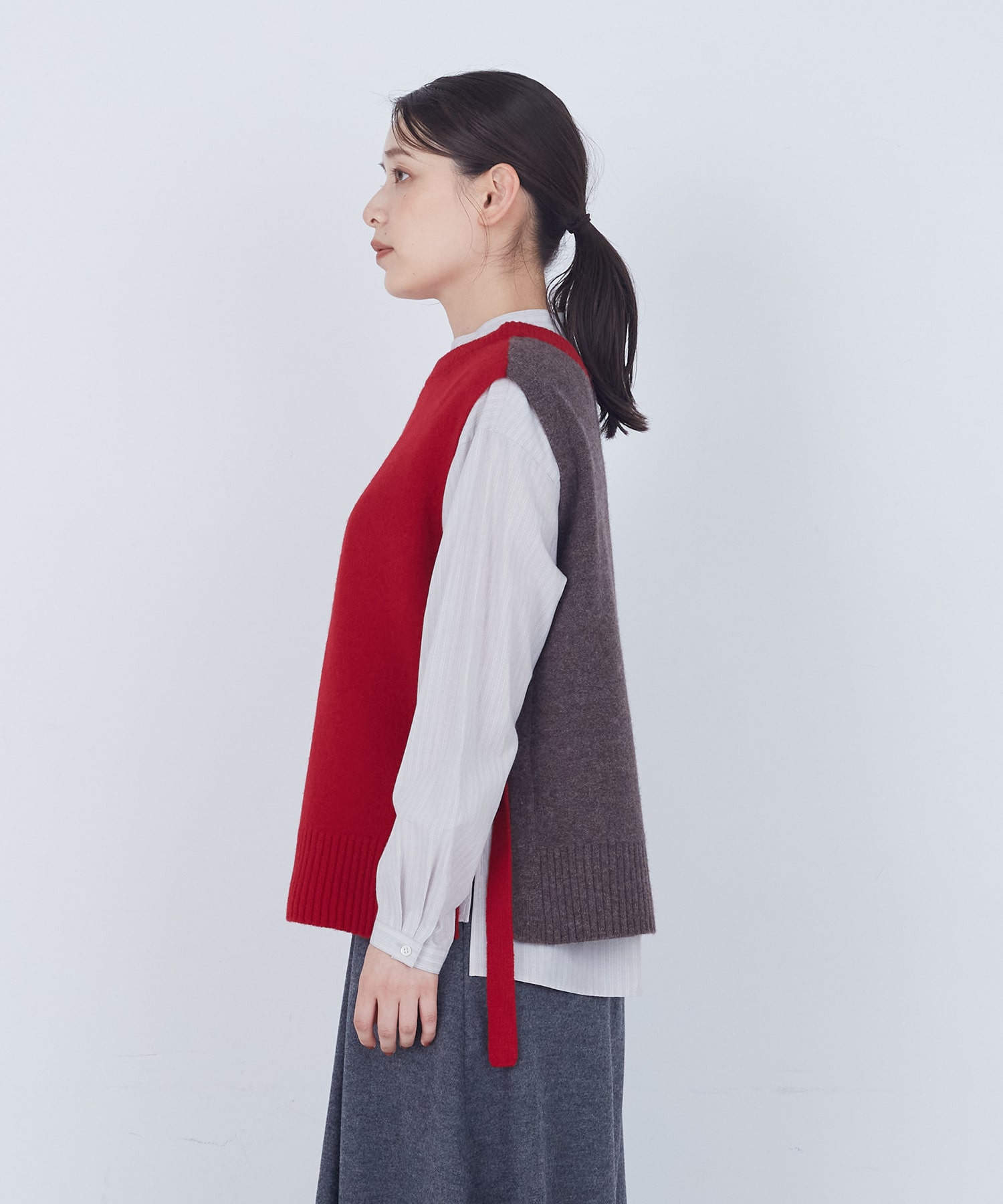 【ADIEU TRISTESSE】【2way】AQUAウールカシミヤベスト 詳細画像 チャコールグレー 5