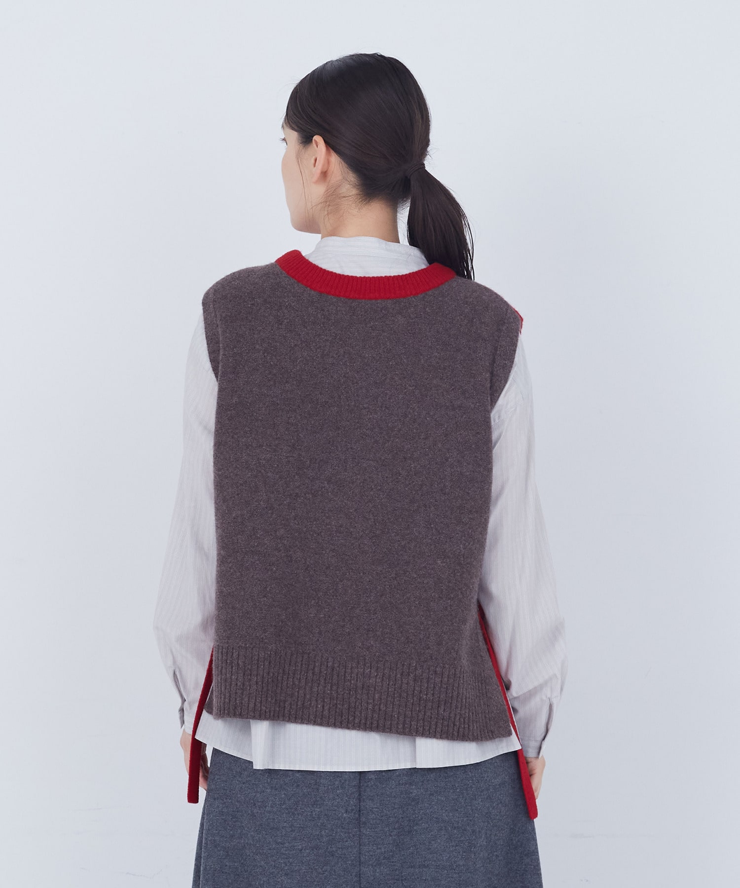 【ADIEU TRISTESSE】【2way】AQUAウールカシミヤベスト 詳細画像 チャコールグレー 6