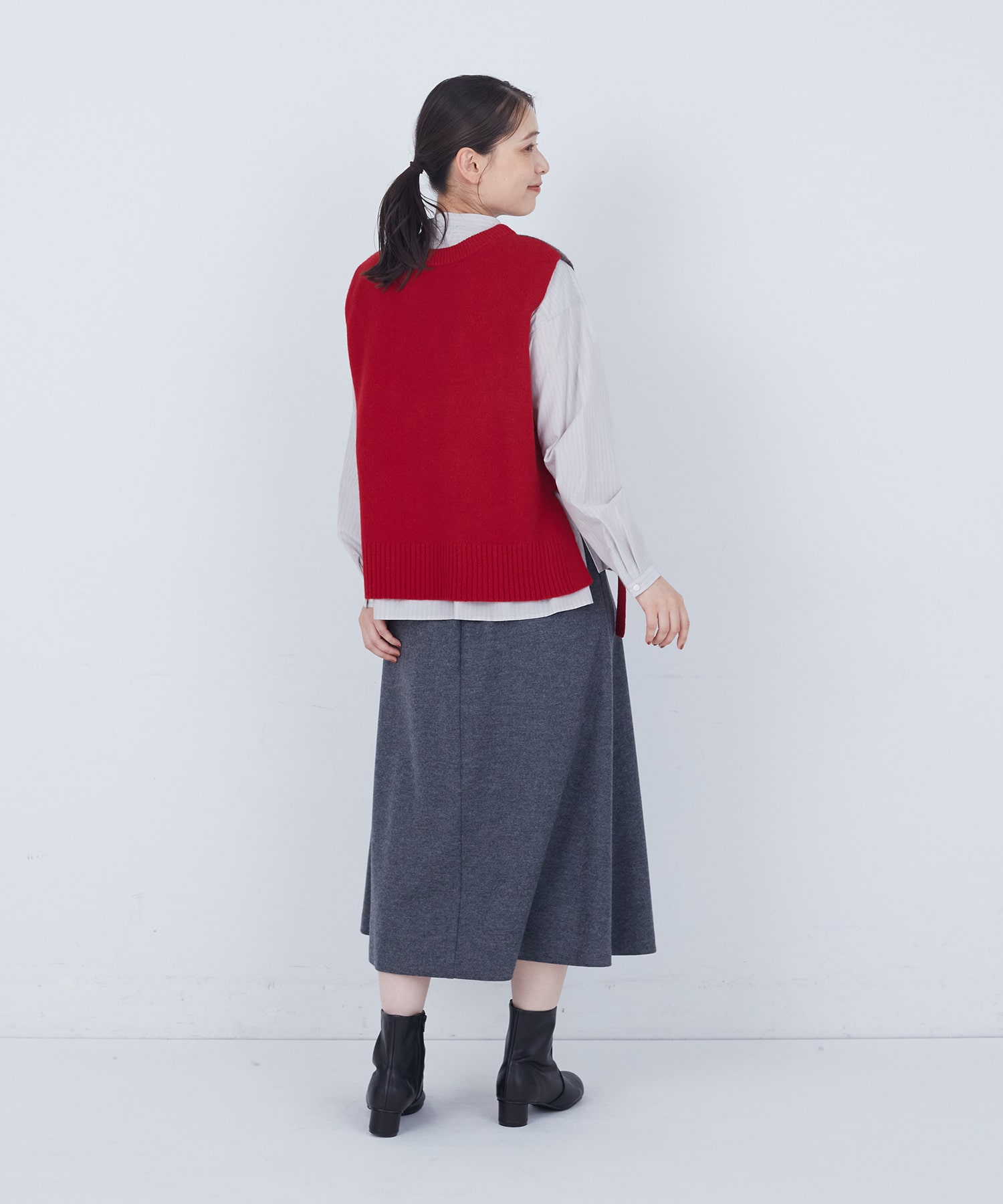 【ADIEU TRISTESSE】【2way】AQUAウールカシミヤベスト 詳細画像 チャコールグレー 9