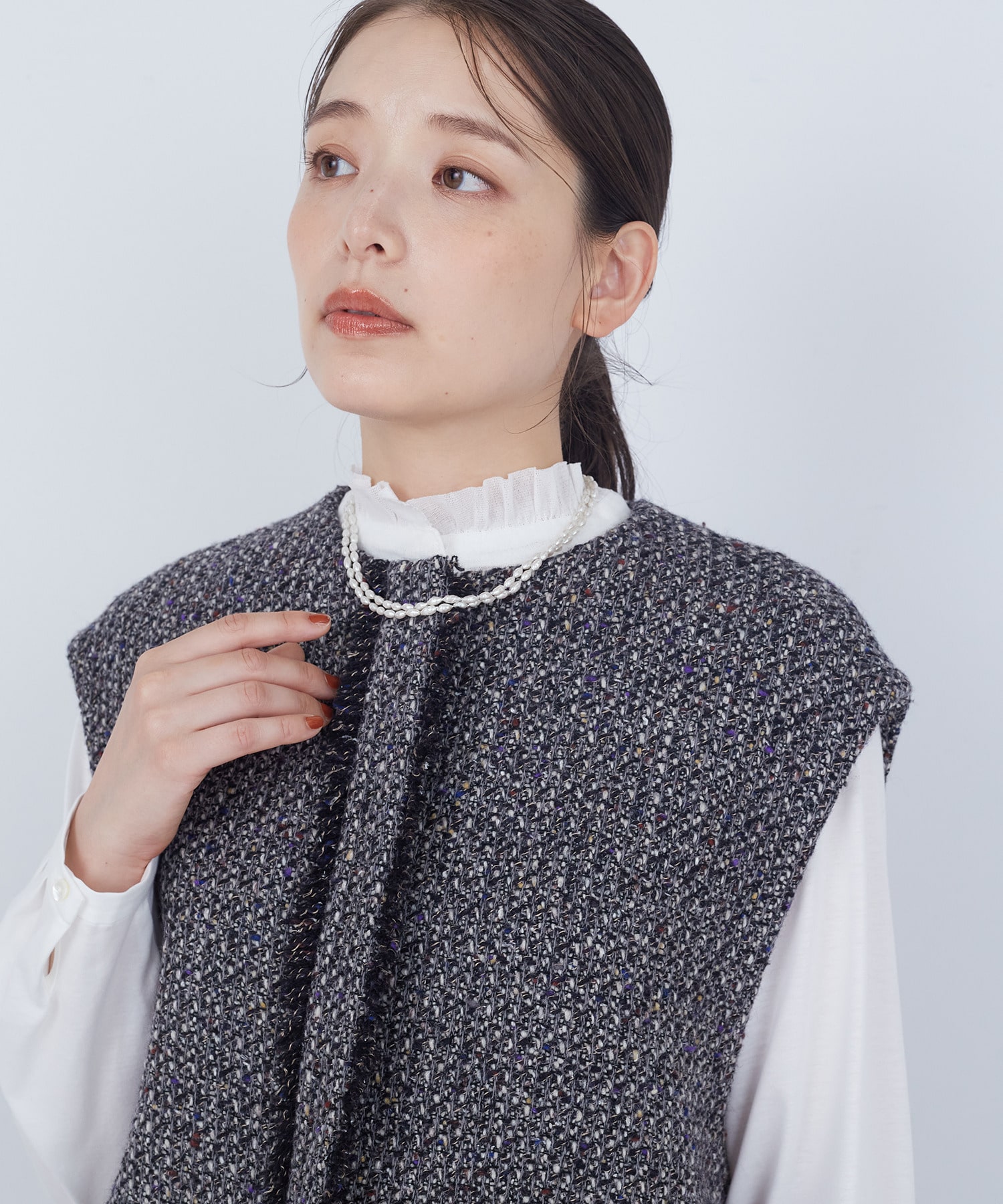 【ADIEU TRISTESSE】【クリスマスマルシェ】バロックガラスパールネックレス 詳細画像 オフホワイト 5