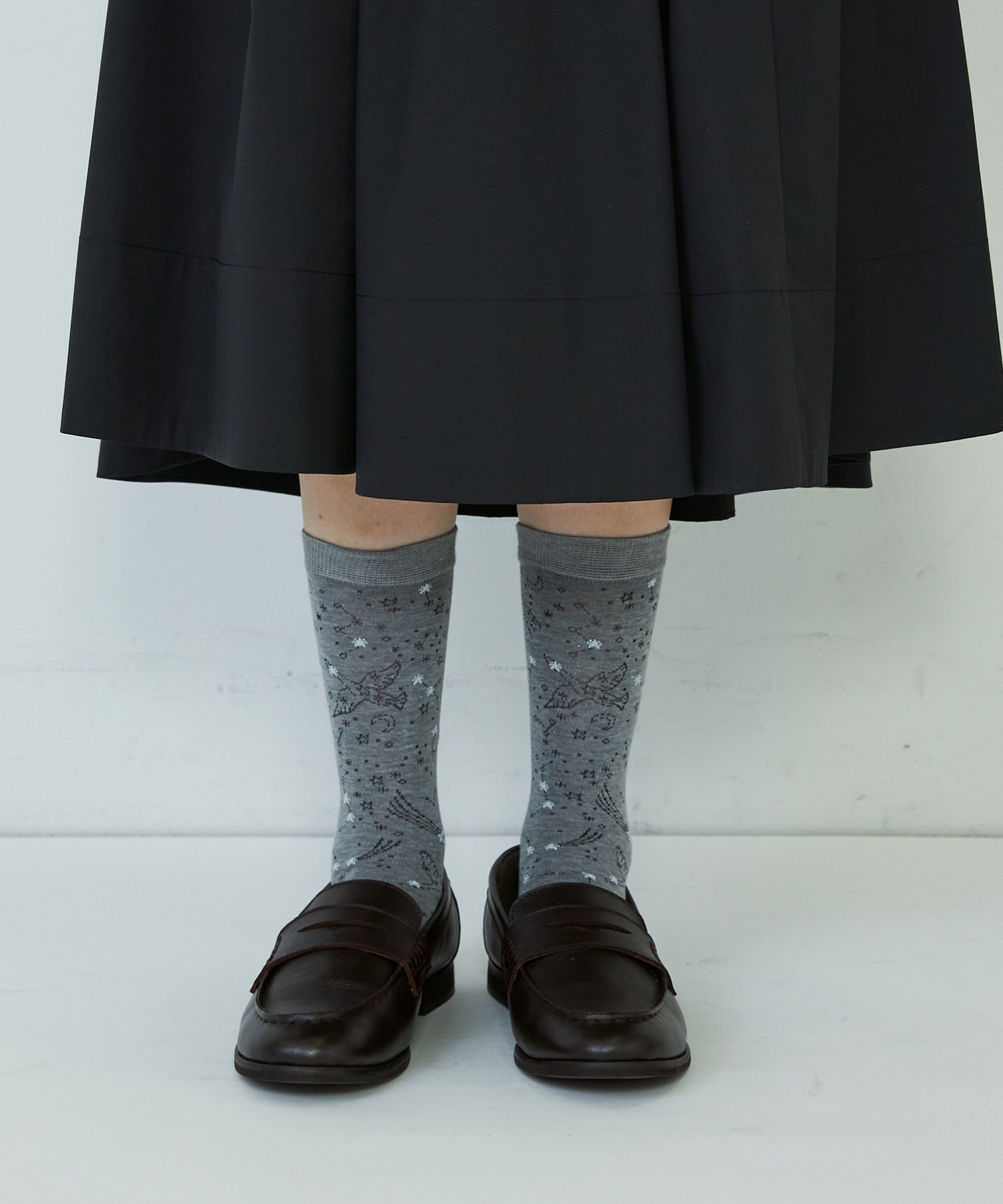 【ADIEU TRISTESSE】｜2BUY10%OFF・3BUY20%OFF｜星座柄ソックス 詳細画像 ブラック 3