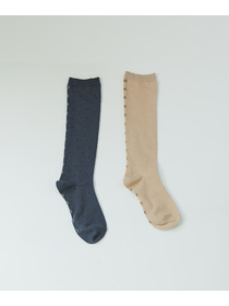 【ADIEU TRISTESSE】バックフラワードットハイソックス 詳細画像 グレー 1