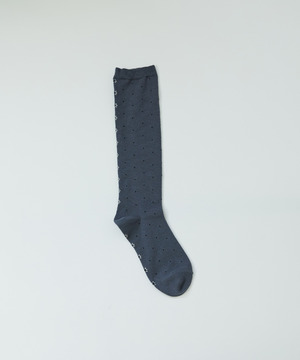 【ADIEU TRISTESSE】バックフラワードットハイソックス 詳細画像 グレー 1