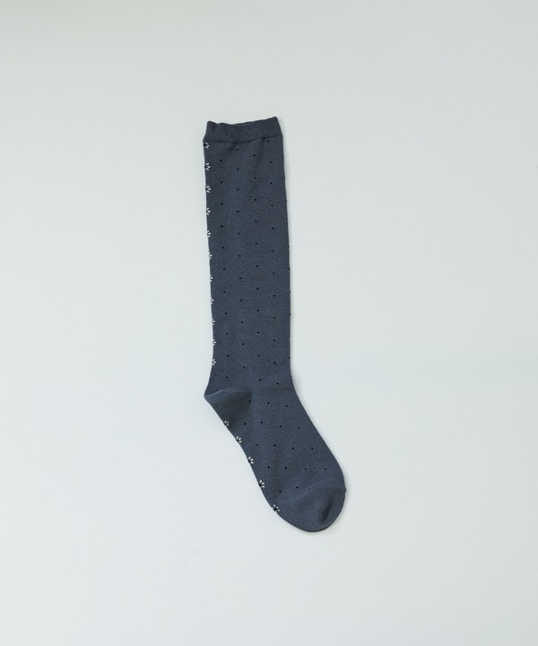 バックフラワードットハイソックス 詳細画像 グレー 1