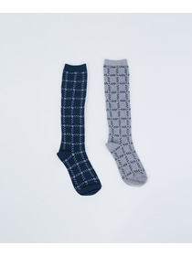 【ADIEU TRISTESSE】ボタニカルプラッドハイソックス 詳細画像 ブラック系その他 1