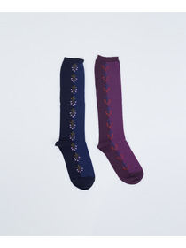 【ADIEU TRISTESSE】ライン配色ハイソックス 詳細画像 ネイビー 1