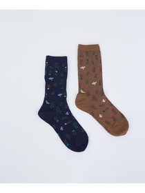 【ADIEU TRISTESSE】お花＆鳥ソックス 詳細画像 ネイビー 1