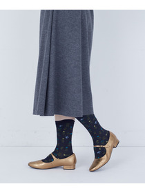 【ADIEU TRISTESSE】お花＆鳥ソックス 詳細画像 ネイビー 3