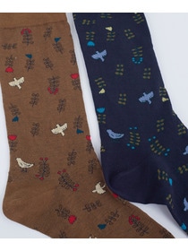【ADIEU TRISTESSE】お花＆鳥ソックス 詳細画像 ネイビー 4