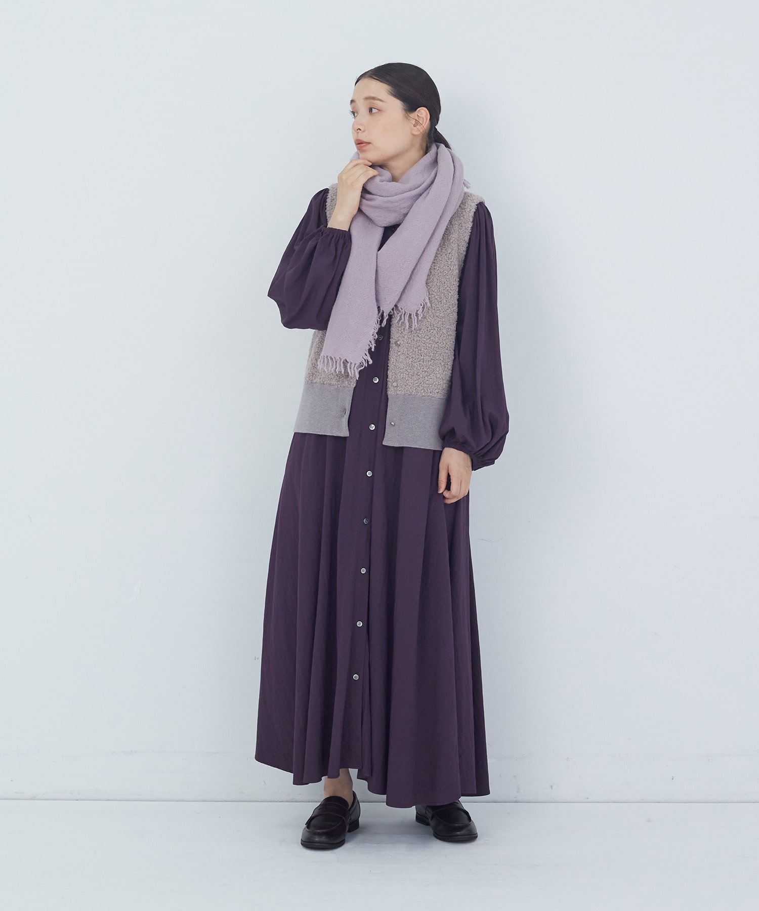 【ADIEU TRISTESSE】縮絨ウールストール 詳細画像 グレー 5