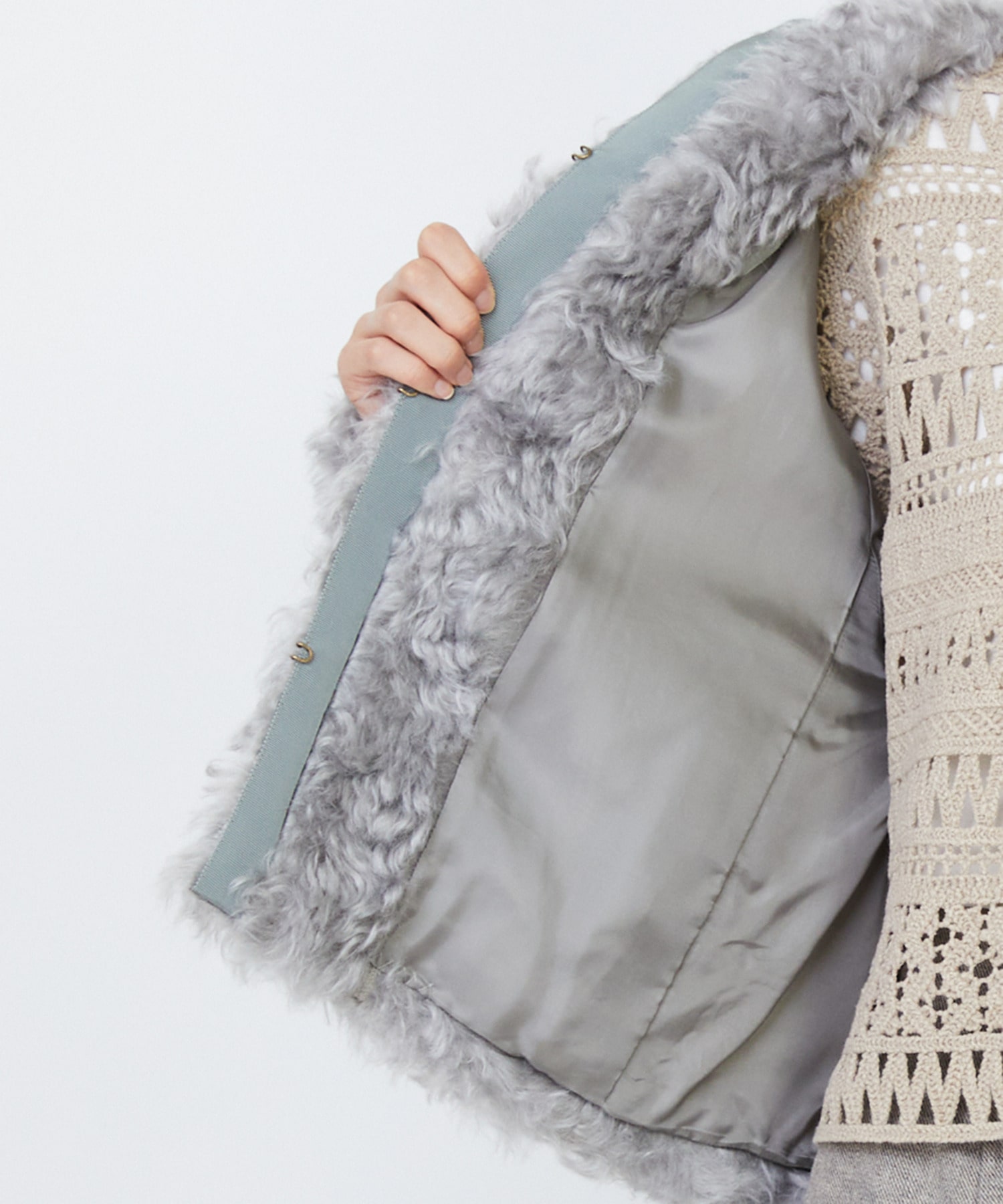 【LOISIR】｜2BUY10%OFF・3BUY20%OFF｜【少量生産】シュタイフ・ファーノーカラージャケット 詳細画像 グレー 17