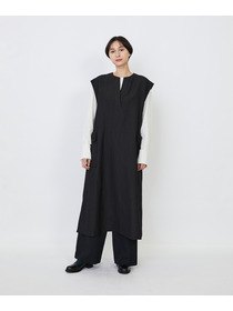 【LOISIR】【MTサイズ有り】ウールリネンへリンボーンスリーブレスワンピース 詳細画像 チャコールグレー 1