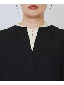 【LOISIR】【MTサイズ有り】ウールリネンへリンボーンスリーブレスワンピース 詳細画像 チャコールグレー 12