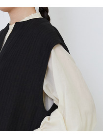 【LOISIR】【MTサイズ有り】ウールリネンへリンボーンスリーブレスワンピース 詳細画像 チャコールグレー 14