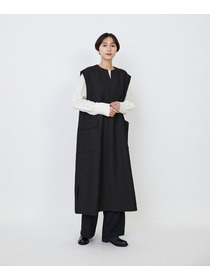 【LOISIR】【MTサイズ有り】ウールリネンへリンボーンスリーブレスワンピース 詳細画像 チャコールグレー 2