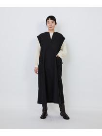 【LOISIR】【MTサイズ有り】ウールリネンへリンボーンスリーブレスワンピース 詳細画像 チャコールグレー 5