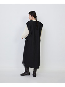 【LOISIR】【MTサイズ有り】ウールリネンへリンボーンスリーブレスワンピース 詳細画像 チャコールグレー 8