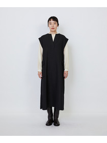 【LOISIR】【MTサイズ有り】ウールリネンへリンボーンスリーブレスワンピース 詳細画像 チャコールグレー 9