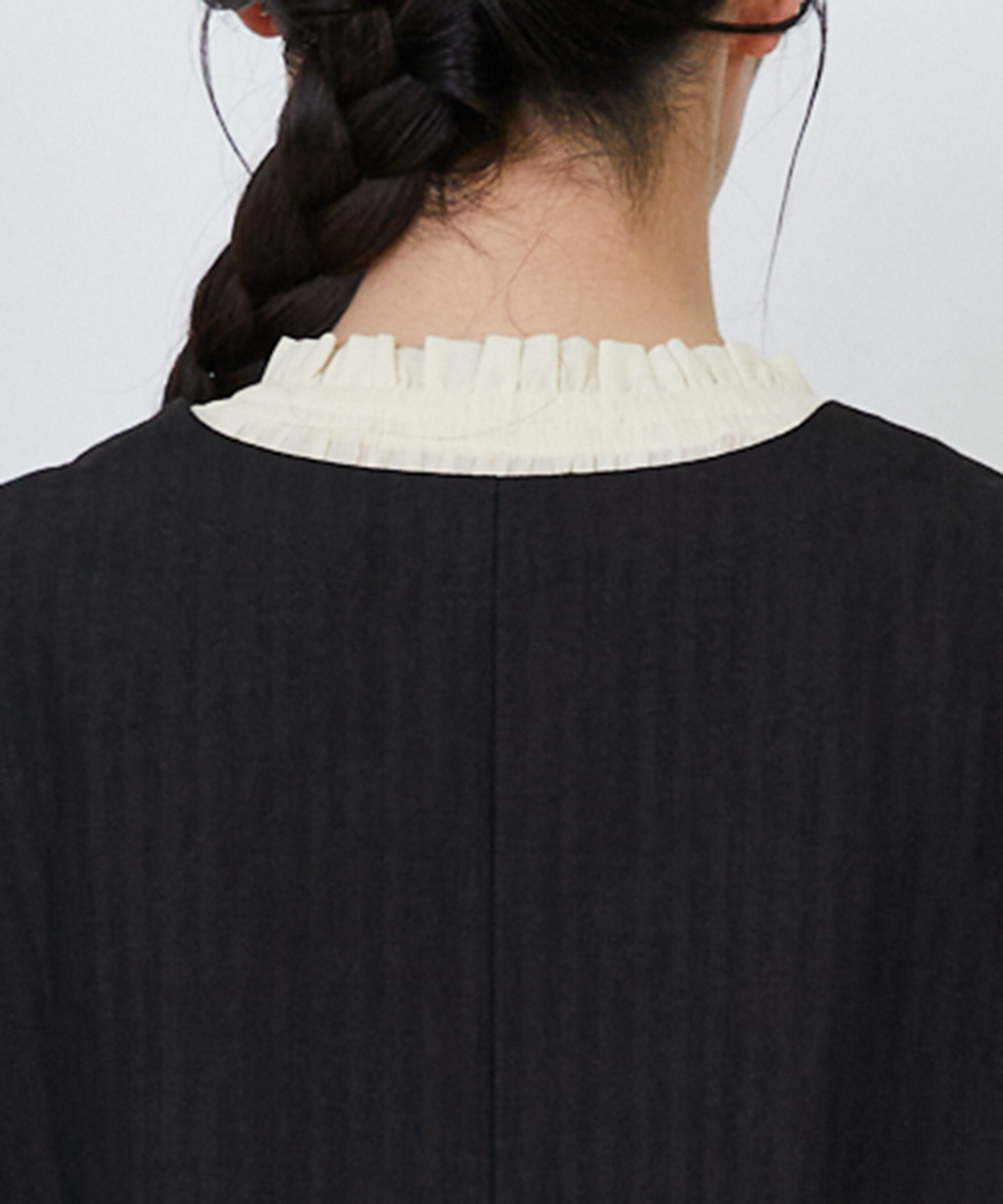 【LOISIR】【MTサイズ有り】ウールリネンへリンボーンスリーブレスワンピース 詳細画像 チャコールグレー 13