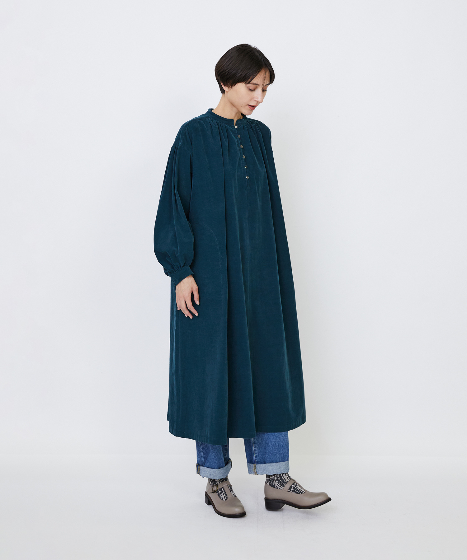 【LOISIR】｜2BUY10%OFF・3BUY20%OFF｜【MTサイズ有り】コットン細コールスモックワンピース 詳細画像 ブラウン 11