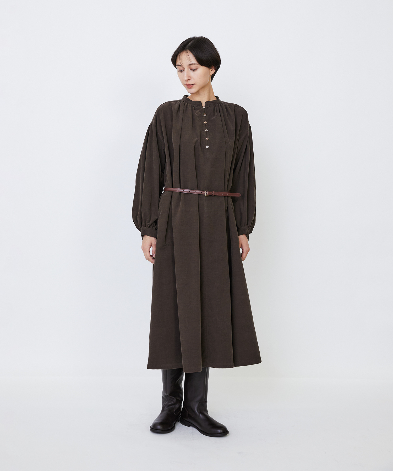 【LOISIR】｜2BUY10%OFF・3BUY20%OFF｜【MTサイズ有り】コットン細コールスモックワンピース 詳細画像 ブラウン 17